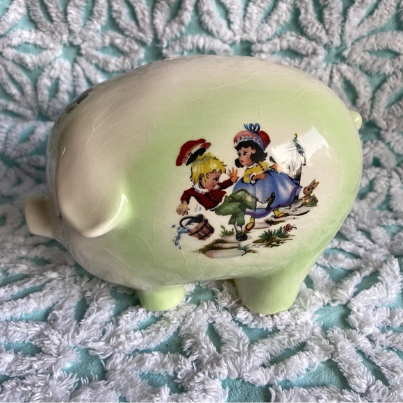 Vintage Piggy bank nursery rhyme Jack & Jill coin bank kitsch - Picture 3 of 7